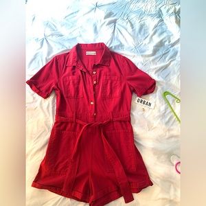 Red Rosie the riveter vibe romper